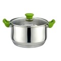 Oala cu capac Muhler, MR-4070, inox/sticla, 24 cm, 5 L, verde