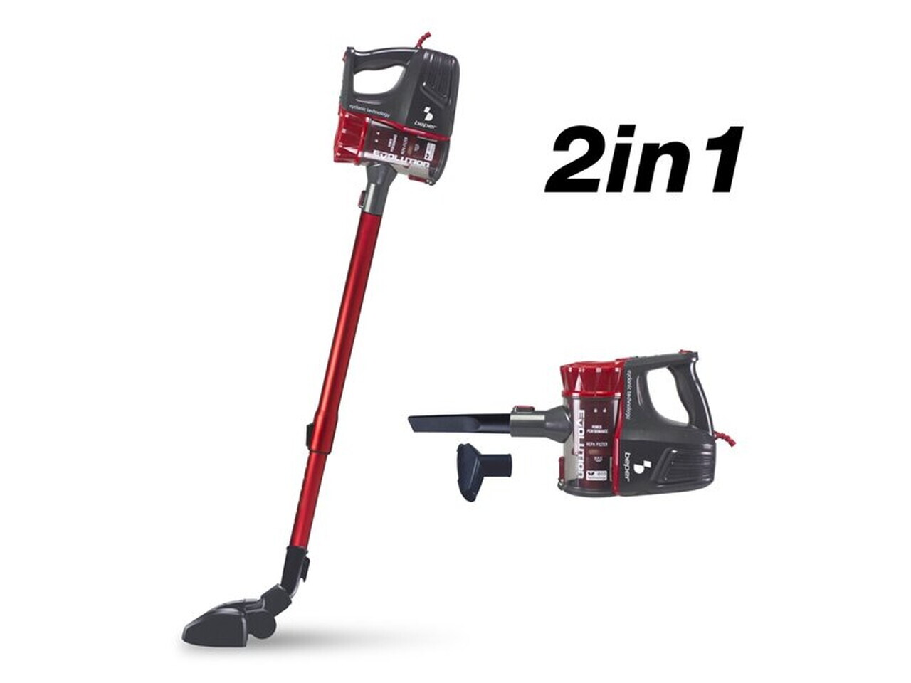 Aspirator vertical 2 in 1 Beper P202ASP001 600 W rosu/negru
