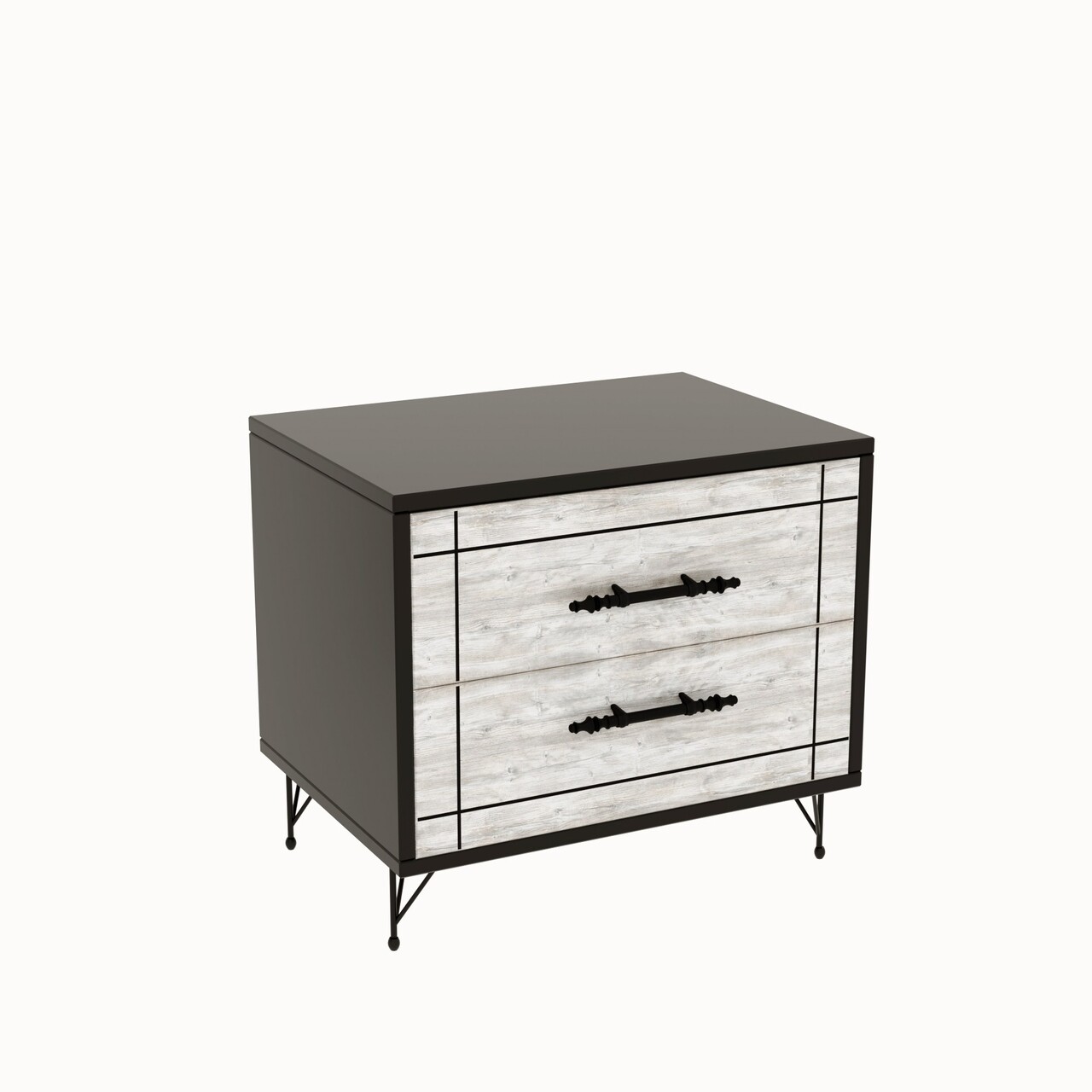 Noptiera, Kalune Design, Night, 50x55x40 cm, PAL, Gri/Negru - 2 | YEO