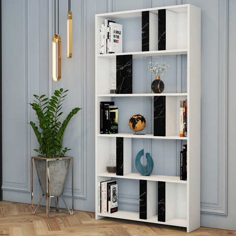 Corp biblioteca, hommy craft, lima, 90x180x20 cm, alb negru