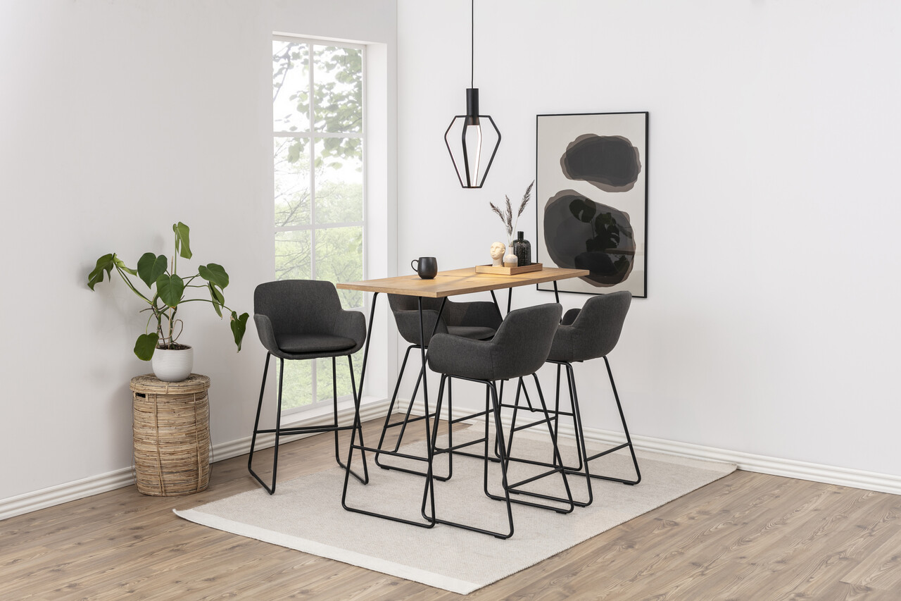 Scaun de bar Lisa, Actona, 52x53x100 cm, poliester/otel, gri inchis - view 5