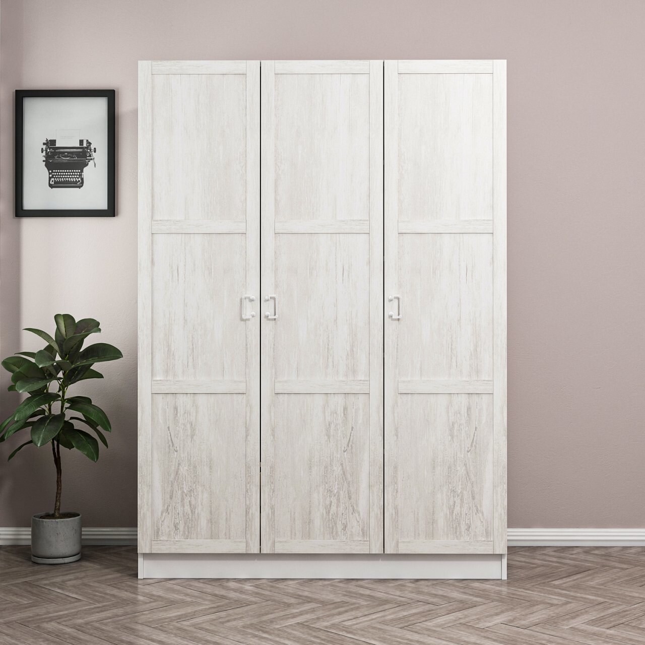Dulap pentru haine, Minerva, Kale White, 135x190x52 cm, PAL, Alb - 1 | YEO