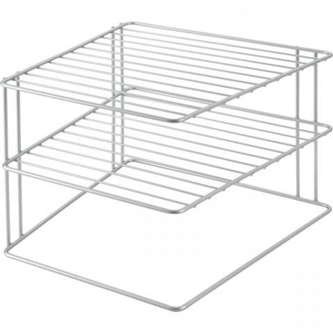 Etajera de colt palio, metaltex, 25x25x19 cm, metal/invelis din polytherm, argintiu