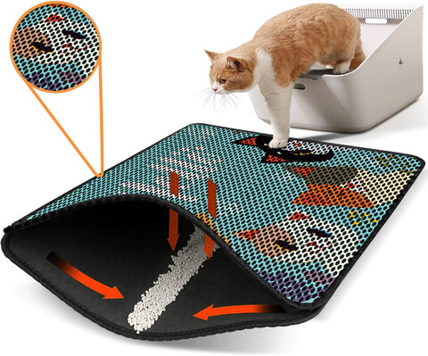 Covoras litiera pentru colectarea granulelor de nisip, Nrszn0141, 45×60 cm, 50% PVC/50% POLIESTER, Multicolor Gravel