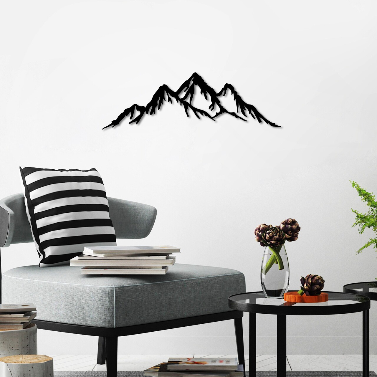 Decoratiune de perete, Mountain, 70 x 22 cm, Negru - view 3