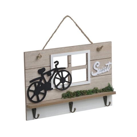 Cuier Welcome, InArt, 30x20 cm, 3 agatatori, fier/MDF, natural