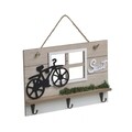 Cuier Welcome, InArt, 30x20 cm, 3 agatatori, fier/MDF, natural
