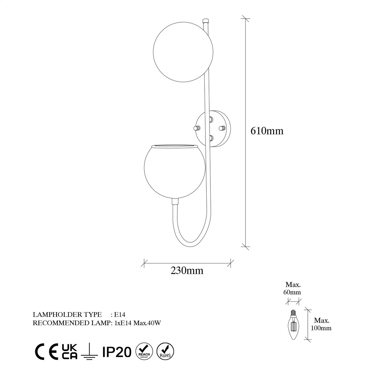 Aplica de perete, Fulgor, 942FLG2160, Metal, Auriu