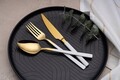Set de tacâmuri (12 piese), L'essentiel Maison, 294HRO1104, Furculiță de masă: 21 x 2,5 cm (4 bucăți), Aur/Alb