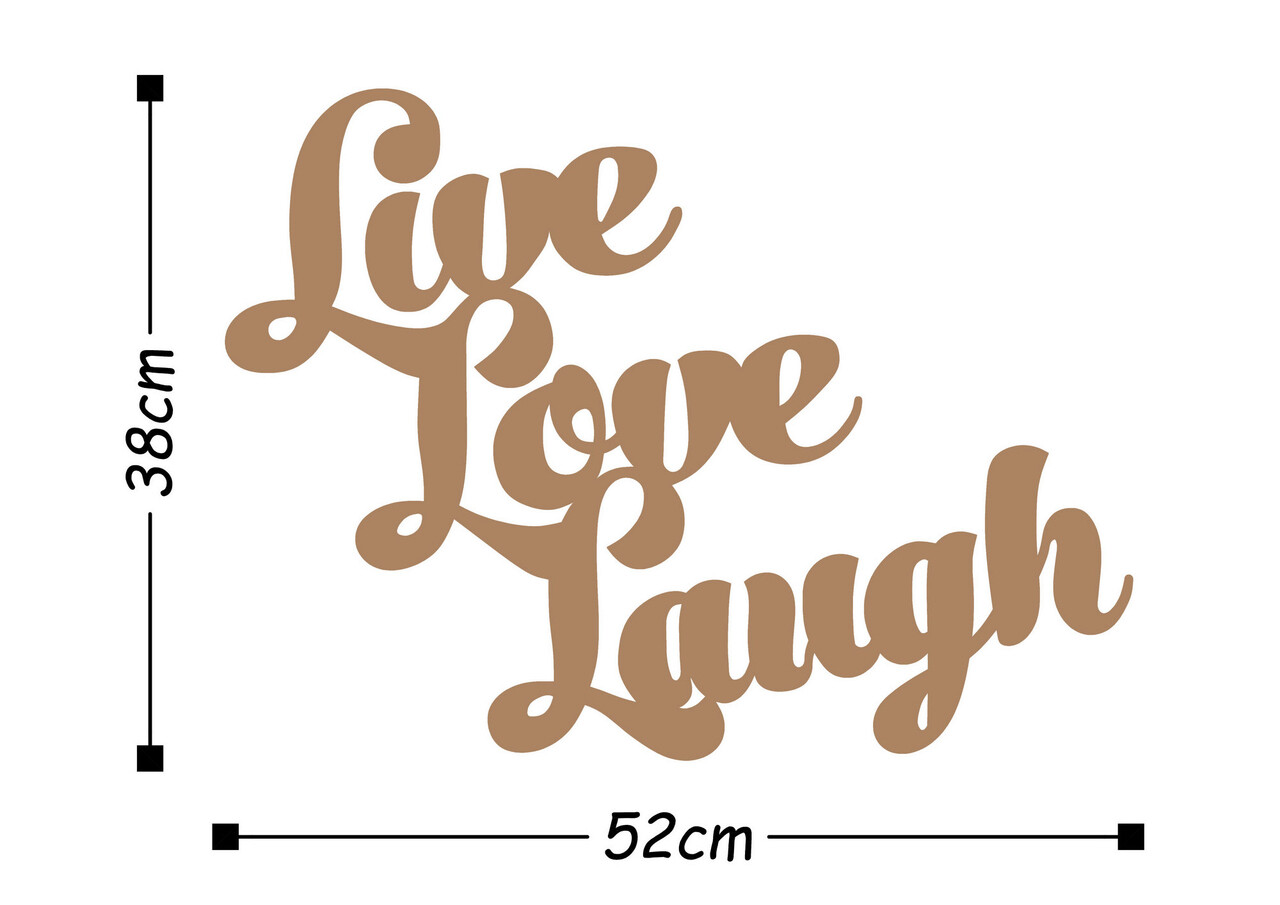 Decoratiune de perete, Lıve Love Laugh, Metal, Dimensiune: 52 x 38 cm, Cupru