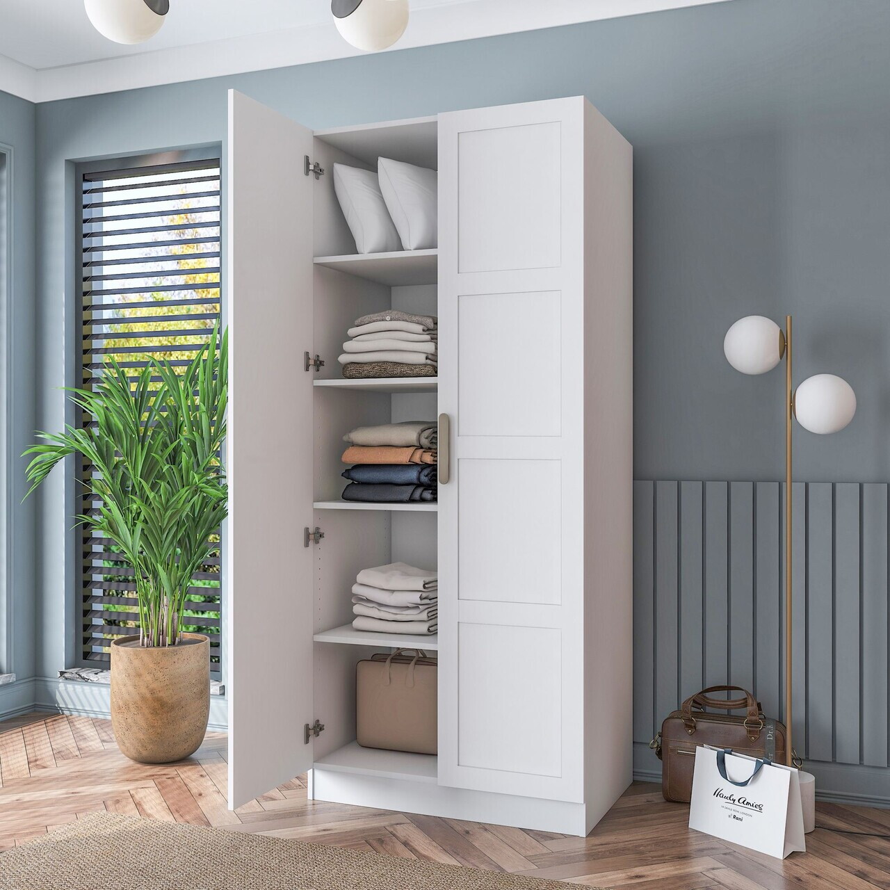 Dulap pentru haine, Hanah Home, BA188, 90x210x57.5 cm, PAL melaminat, Alb - view 5