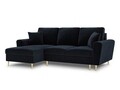 Coltar extensibil stanga 4 locuri, Moghan, Micadoni Home, GL, 241x145x88 cm, catifea, albastru inchis