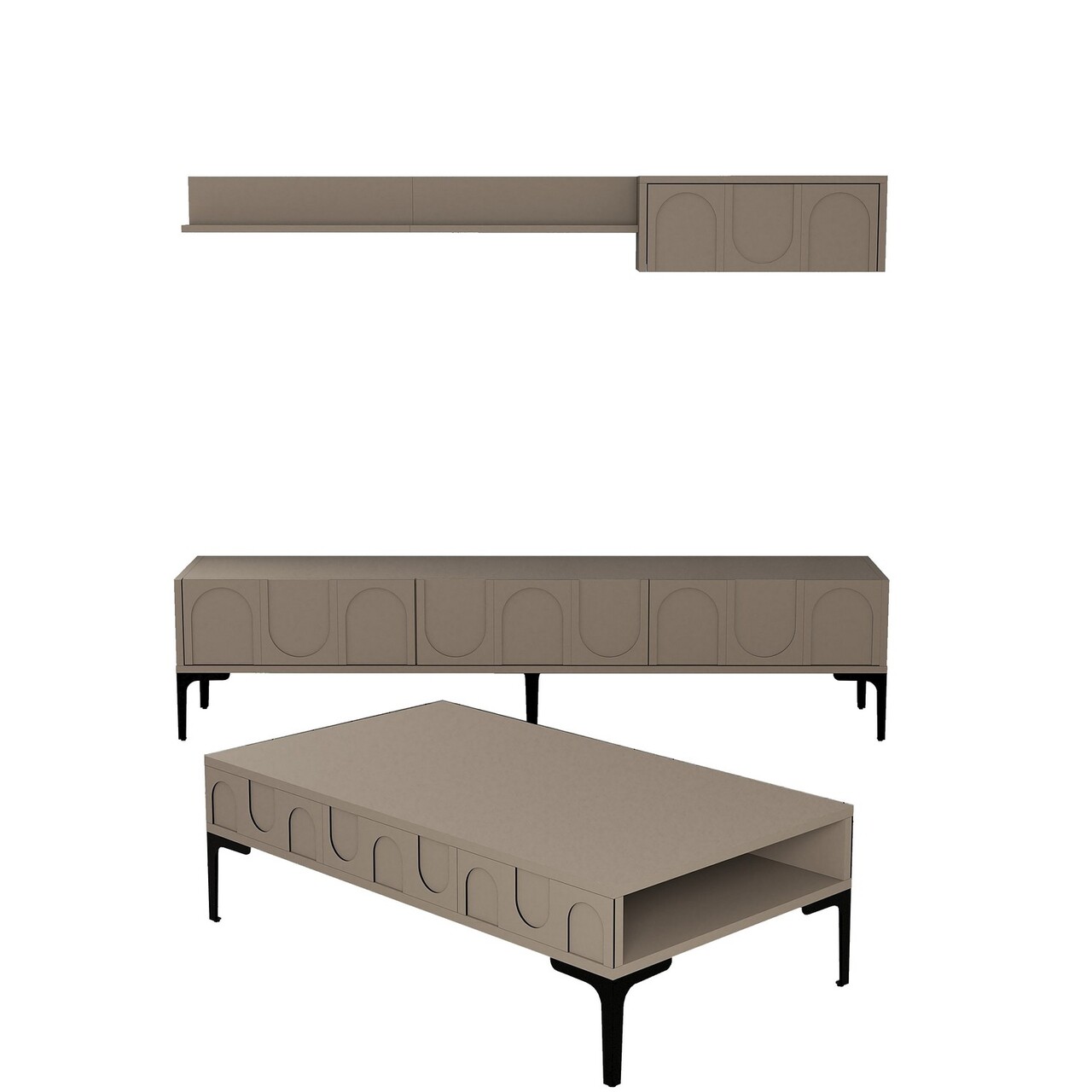 Set mobilier living, Hanah Home, Lyon 3, Atlas / Negru - imagine 4
