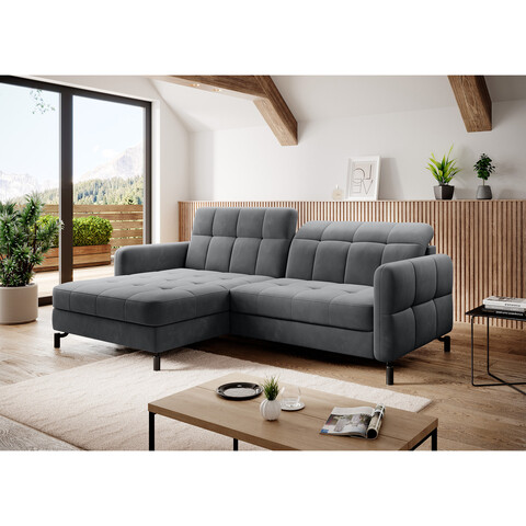 Coltar extensibil stanga 3 locuri ELTAP, Lore-40, Lorelle, 225x160x105 cm, lemn/poliester, gri inchis