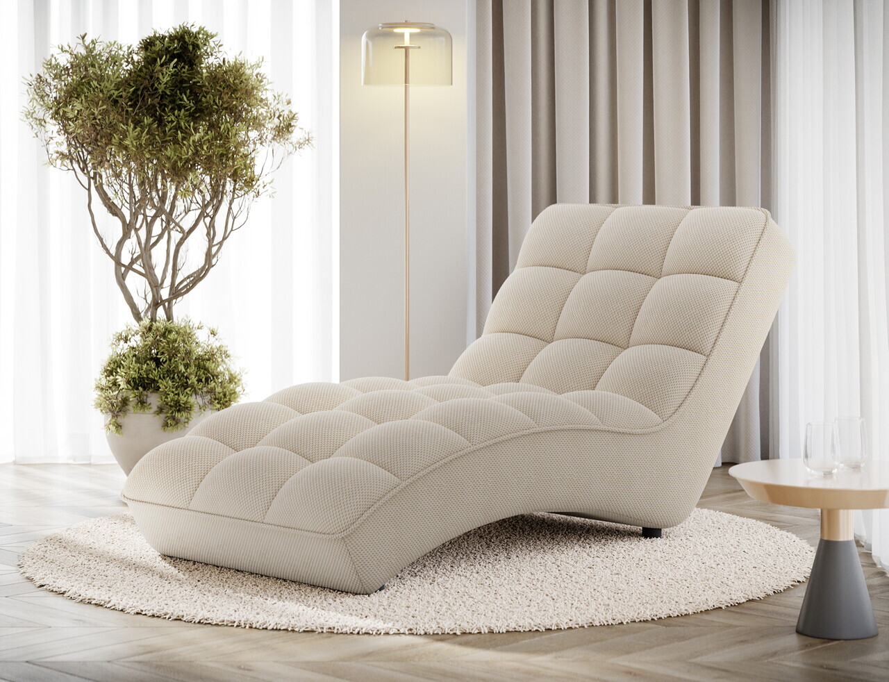 Sezlong living ELTAP, LOR-18CAL, Loren, 170x85x85 cm, poliester, bej deschis - view 2