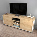 Comoda TV, Retricy, Otis, 140x35.3x50.8 cm, PAL, Stejar alb