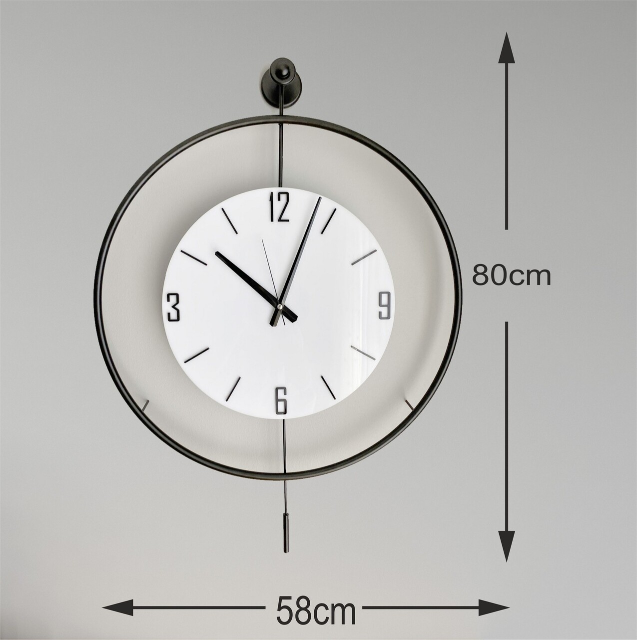 Ceas de perete, Mclock-00108, Lățime: 58 cm Înălțime: 80 cm Adâncime: 7 cm, Negru - view 3
