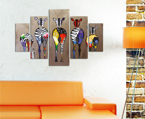 Set 5 tablouri decorative, ST283, MDF , 56 x 20 cm, Multicolor mezoni.ro