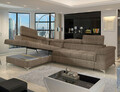 Coltar extensibil stanga 4 locuri ELTAP, ERI-30, Eridano, 275x202x88 cm, lemn/poliester, bej inchis