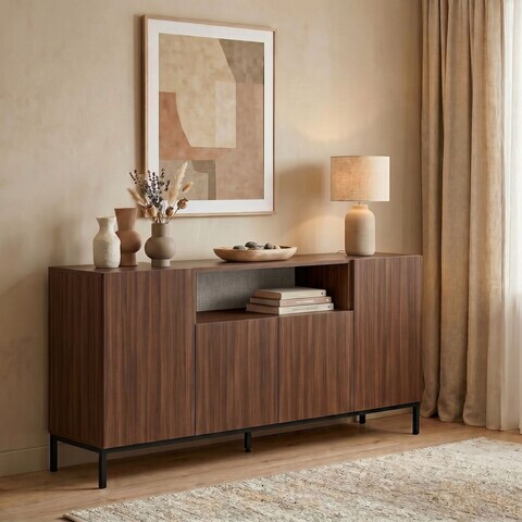 Consola, Nordure, Rialto, 160x80x40 cm, PAL, Nuc Milano / Negru