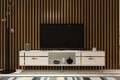 Comoda TV, Olivia, Line, Alb/Auriu