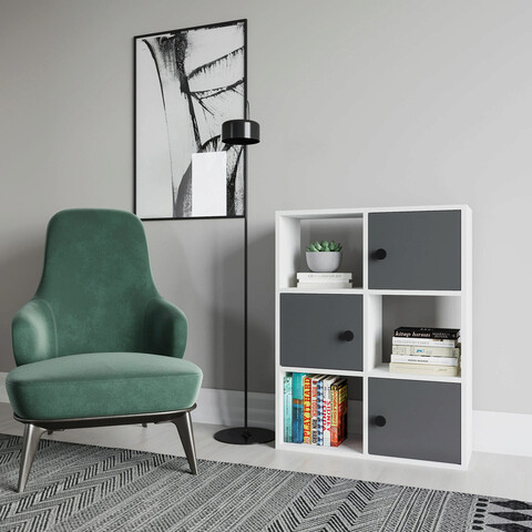 Corp biblioteca, retricy, tilton, 72x25x93 cm, pal, alb / antracit