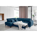 Coltar extensibil stanga 4 locuri ELTAP, LT-40NU, Noble, 255x201x100 cm, lemn/poliester, albastru inchis