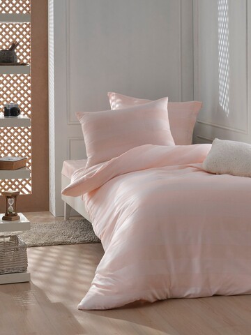 Lenjerie de pat pentru o persoana, Max Yollu Saten - Powder, EnLora Home, 70% bumbac/30% poliester
