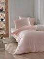 Lenjerie de pat pentru o persoana, Max Yollu Saten - Powder, EnLora Home, 70% bumbac/30% poliester