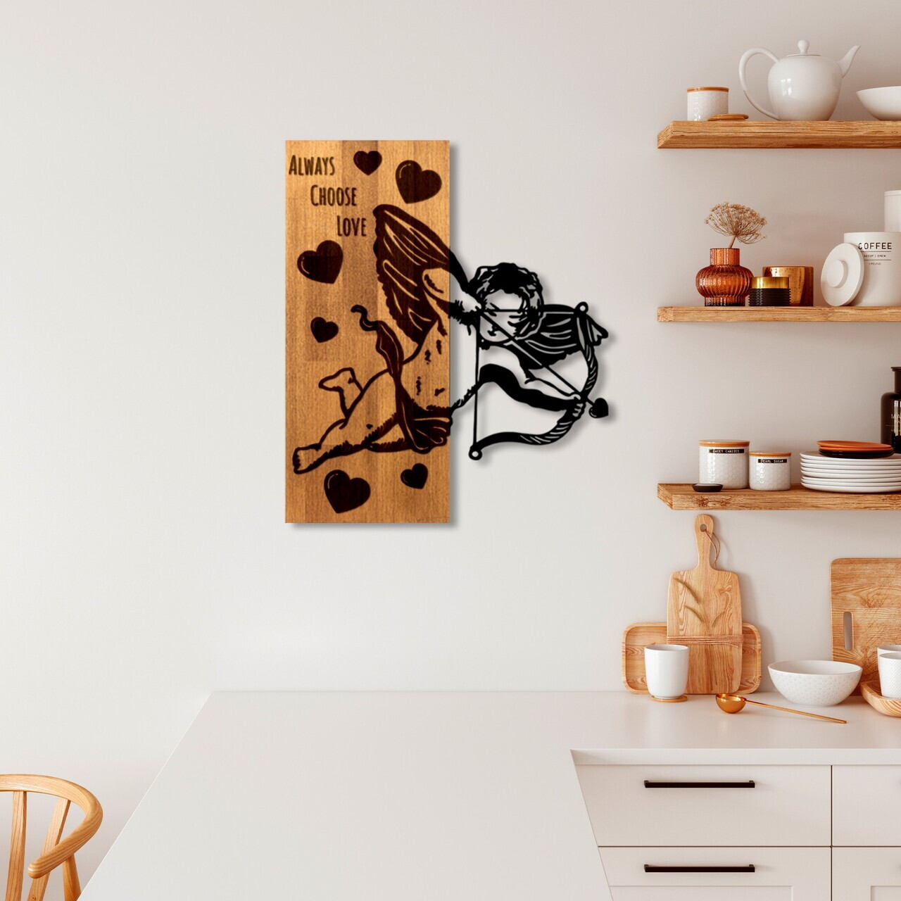 Decoratiune de perete, Eros 01, Lățime: 49 cm, Nuc / Negru — imaginea 3