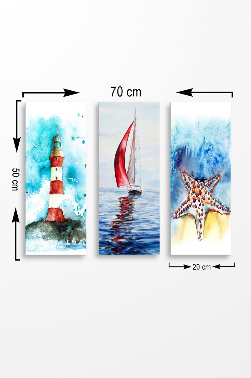 Set 3 tablouri decorative, MDF0023, MDF , 20 x 50 cm, 3 piese, Multicolor - 1 | YEO
