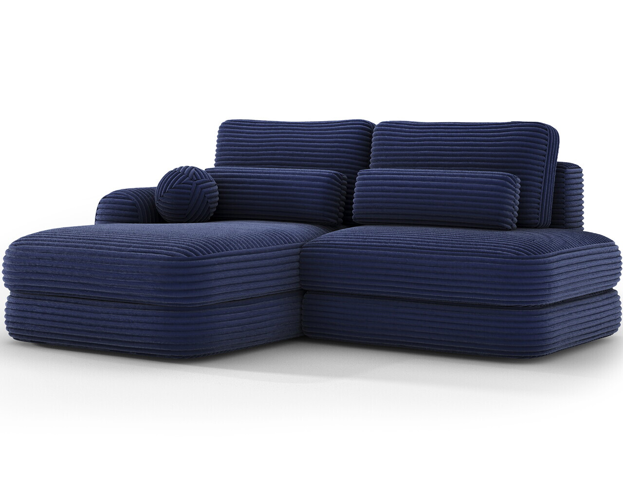 Coltar extensibil stanga 3 locuri ELTAP, Ripeli, 217x175x96 cm, lemn/catifea din poliester, albastru inchis — imaginea 5