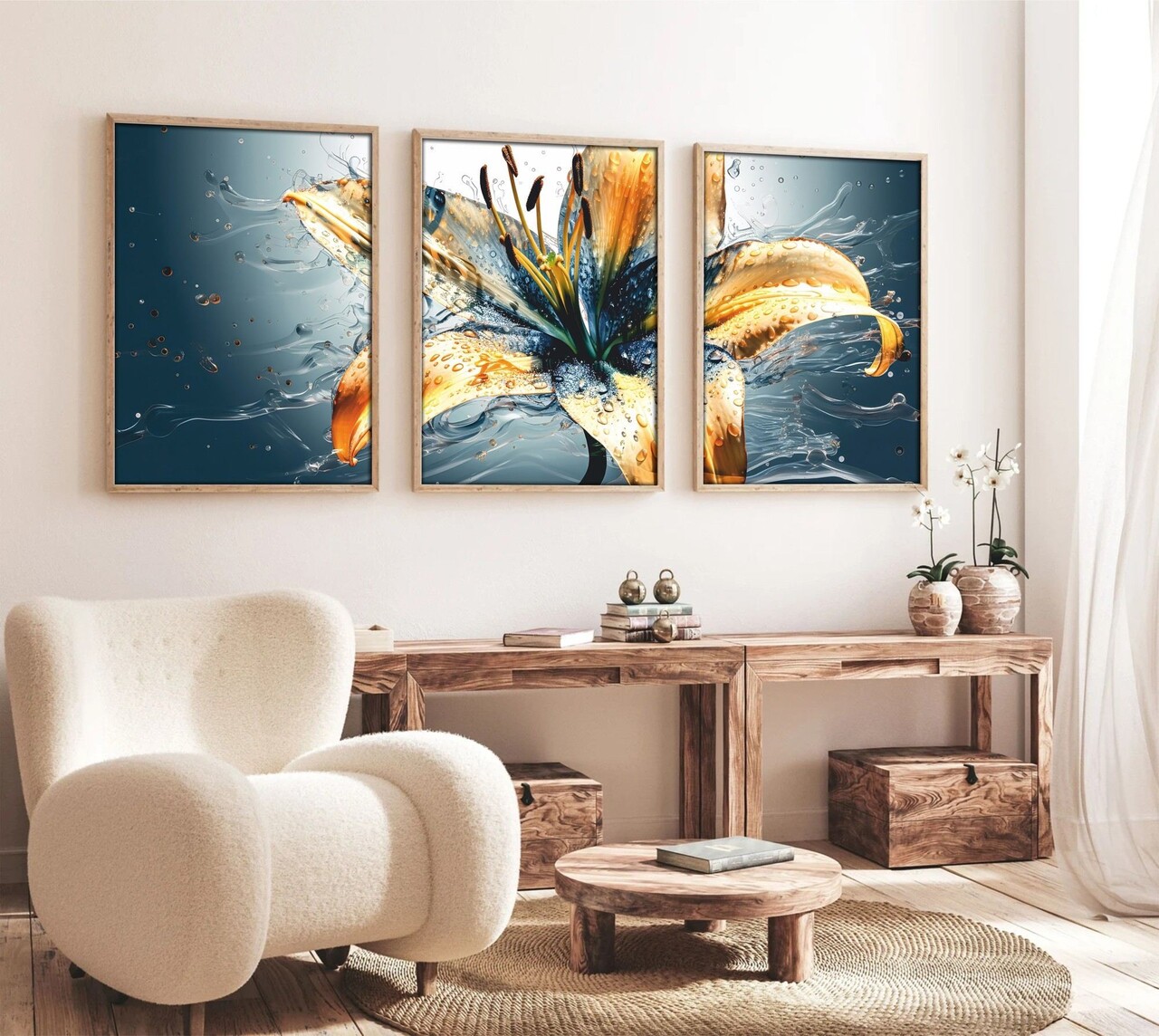 Set 3 tablouri decorative, Huhu219, Cadru: 100% LEMN MASIV (Grosime: 2,5 cm), Multicolor - view 3