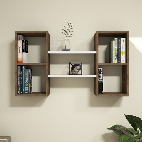 Raft pentru perete Bambi, Puqa Design, 60x105x20 cm, alb/maro mezoni.ro