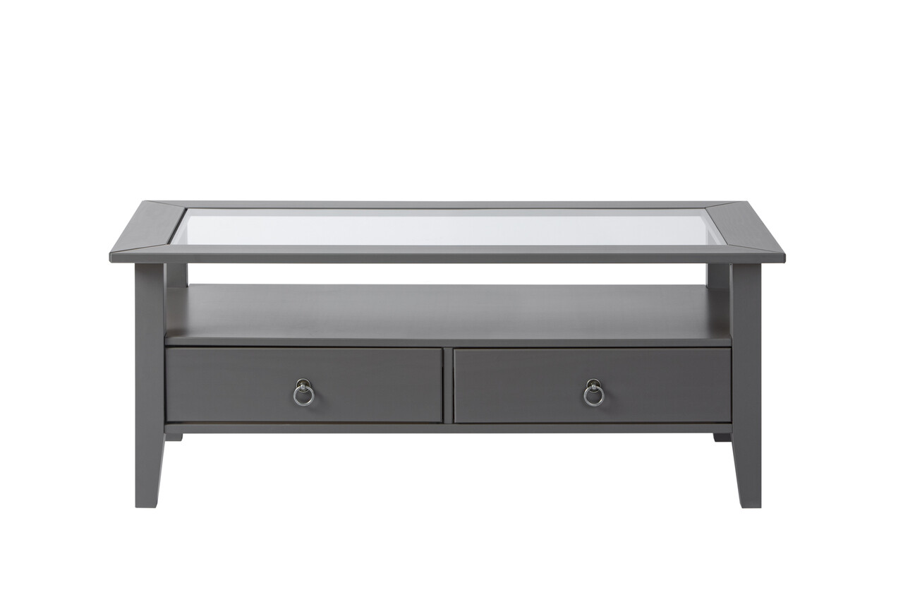 Masuta de cafea Provence 7, Inter Link, 115x60x45 cm, lemn/sticla securizata, gri - imagine 4
