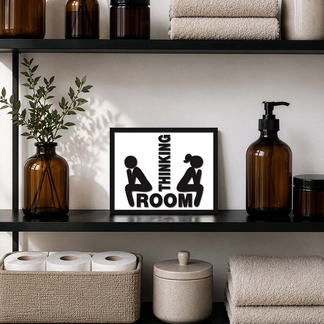Tablou decorativ, Thinking Together, Dimensiune: 20 x 25 cm, Alb/Negru