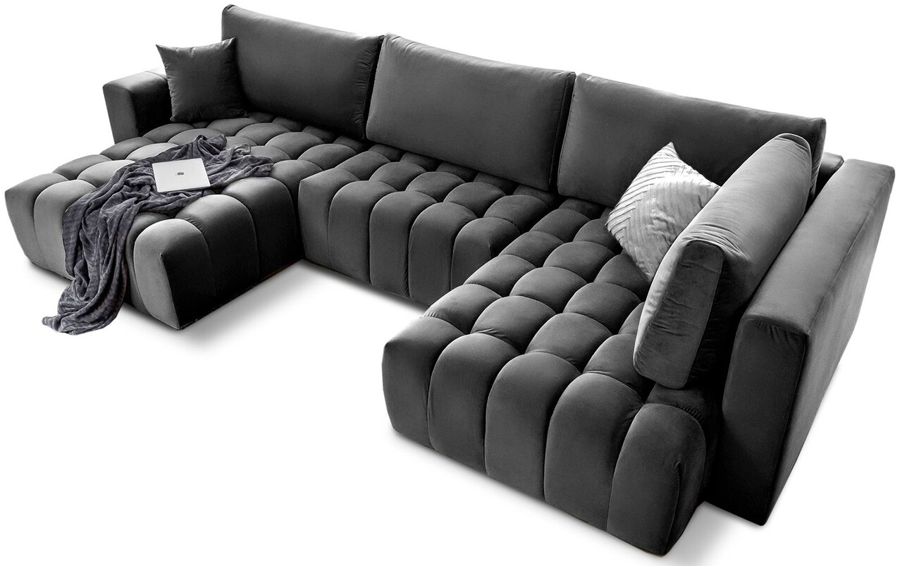 Coltar extensibil stanga 6 locuri ELTAP, LT-06NU, Bonito, 350x175x92 cm, lemn/poliester, gri inchis - 1 | YEO