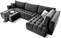 Coltar extensibil stanga 6 locuri ELTAP, LT-06NU, Bonito, 350x175x92 cm, lemn/poliester, gri inchis