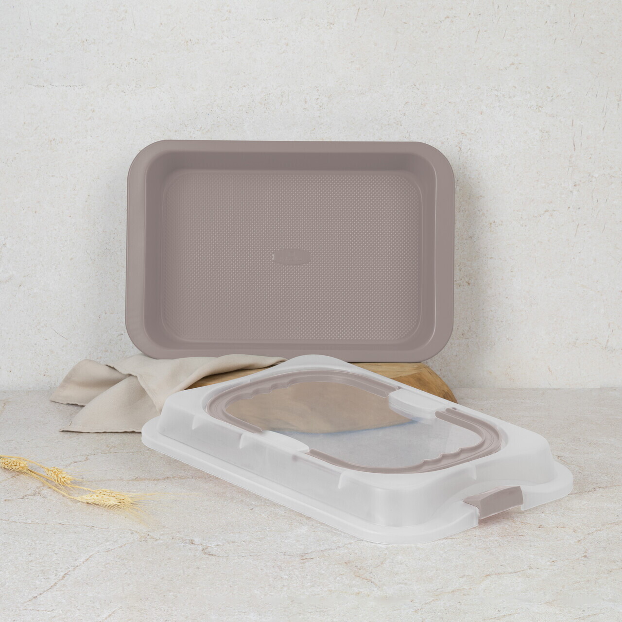 Tava cu capac Berlinger Haus, Taupe, 36.5x24.5x5.5 cm, otel carbon/plastic, taupe mat/alb - imagine 4