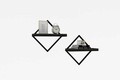 Raft de perete, Asse Home, Sezo, 42.4x42.4x15 cm, Antracit / Nuc
