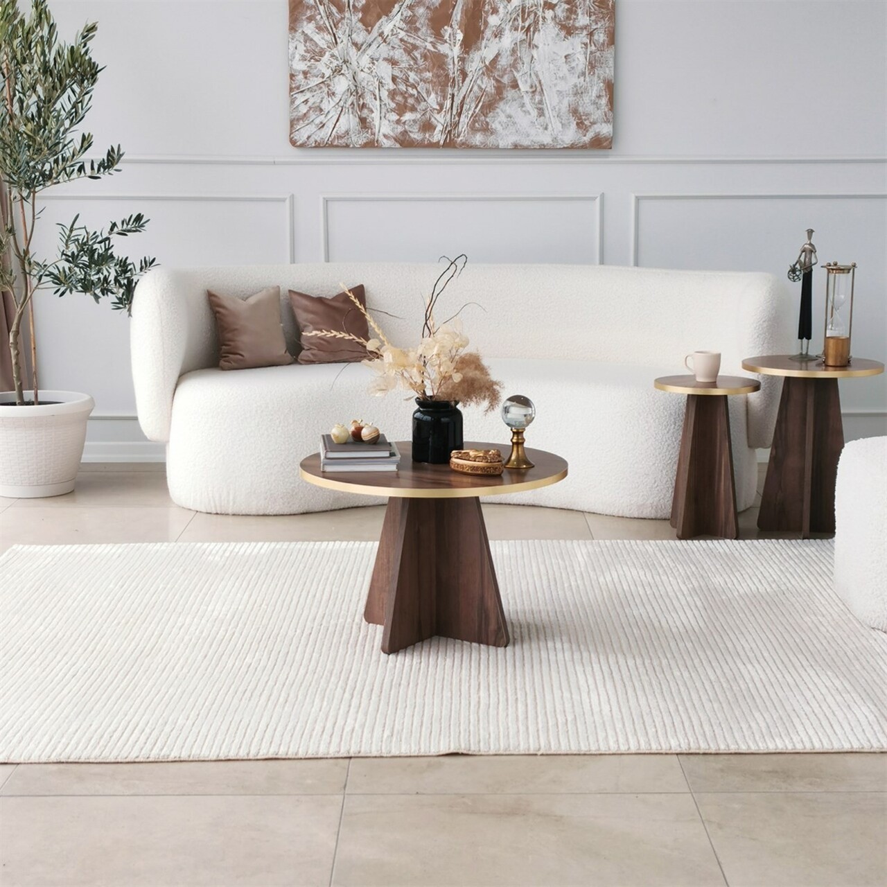 Masuta de cafea, Neostill, Mushroom, 60x40x60 cm, PAL, Aur / Nuc - 1 | YEO