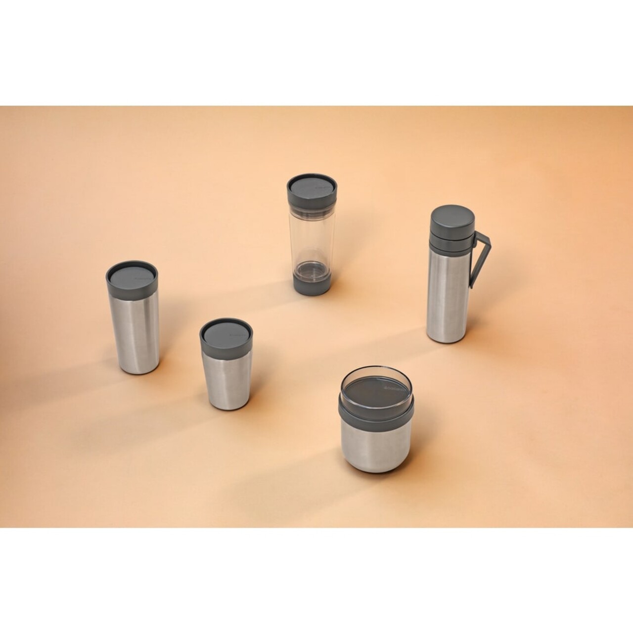 Cana termos, Brabantia, Make&Take, 8.1x17.3 cm, 360 ml, otel, gri inchis