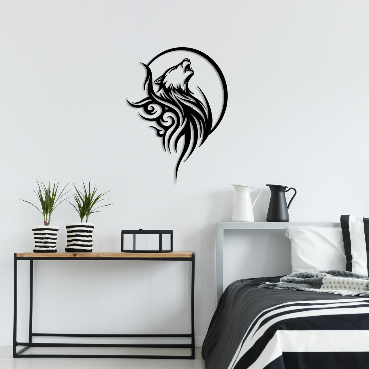 Decoratiune de perete, Wolfmoon, Dimensiuni: 53 x 39 cm, Negru — imaginea 3