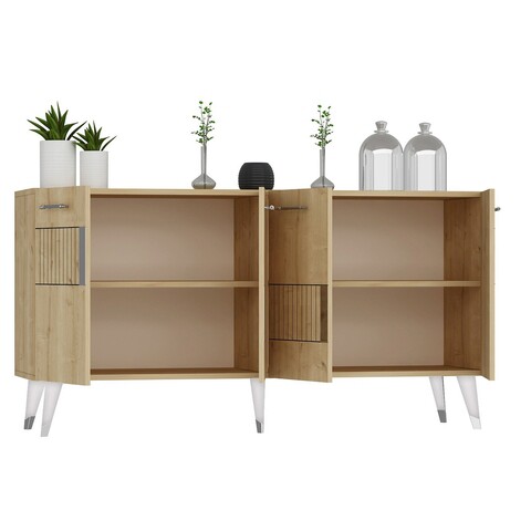 Consola, Olivia, Moda, 150x79x40 cm, PAL , Safir / Stejar / Argint