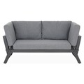 Pat de zi gradina/terasa, Haga, L.123 l.74 H.29.5/73, aluminiu, antracit/gri