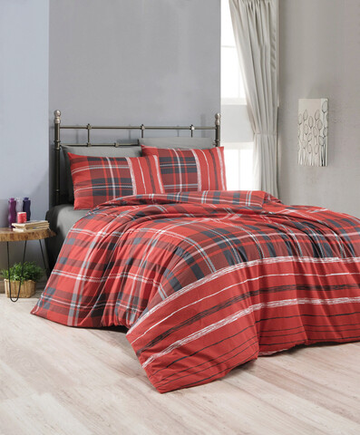 Lenjerie de pat pentru o persoana Single XL (DE), Plaid, Life Style, Bumbac Ranforce Life Style