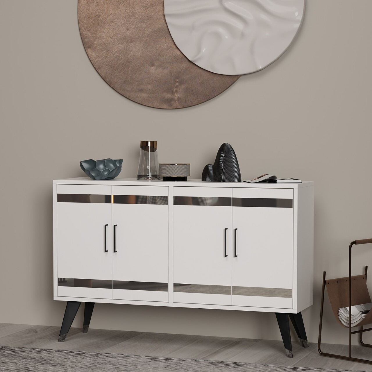 Comoda TV, Odessa, İlda, 120x30x80 cm, PAL, Alb - 1 | YEO