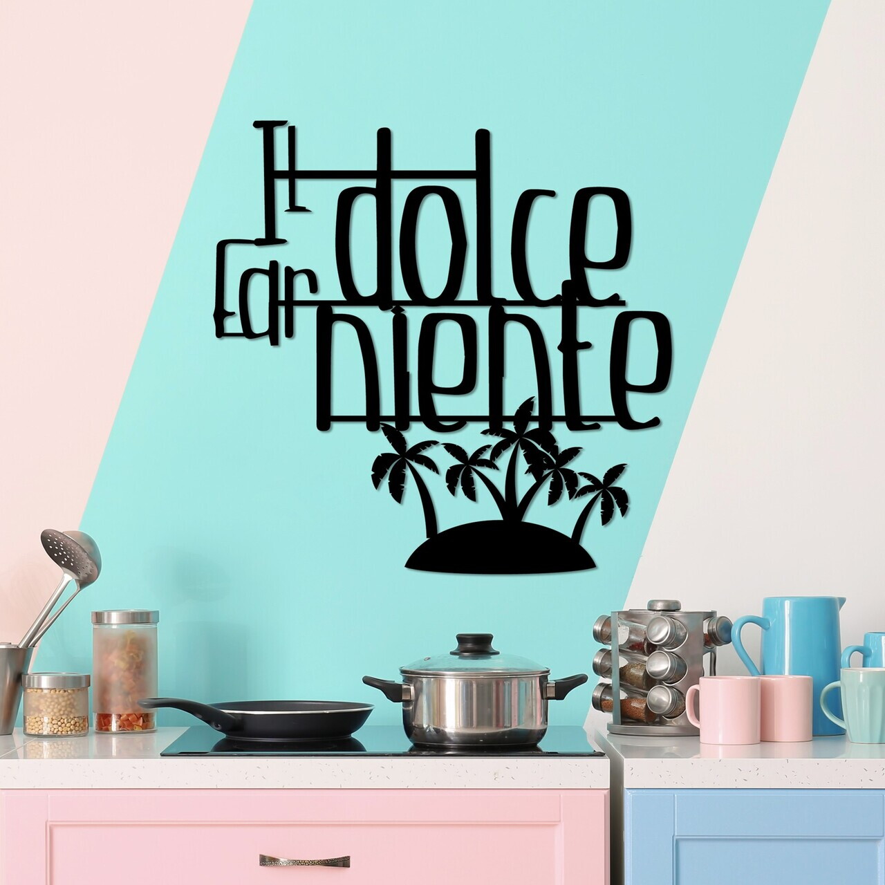 Decoratiune de perete, Dolce Far Niente 4, Dimensiuni: 56 x 56 cm, Negru — imaginea 2