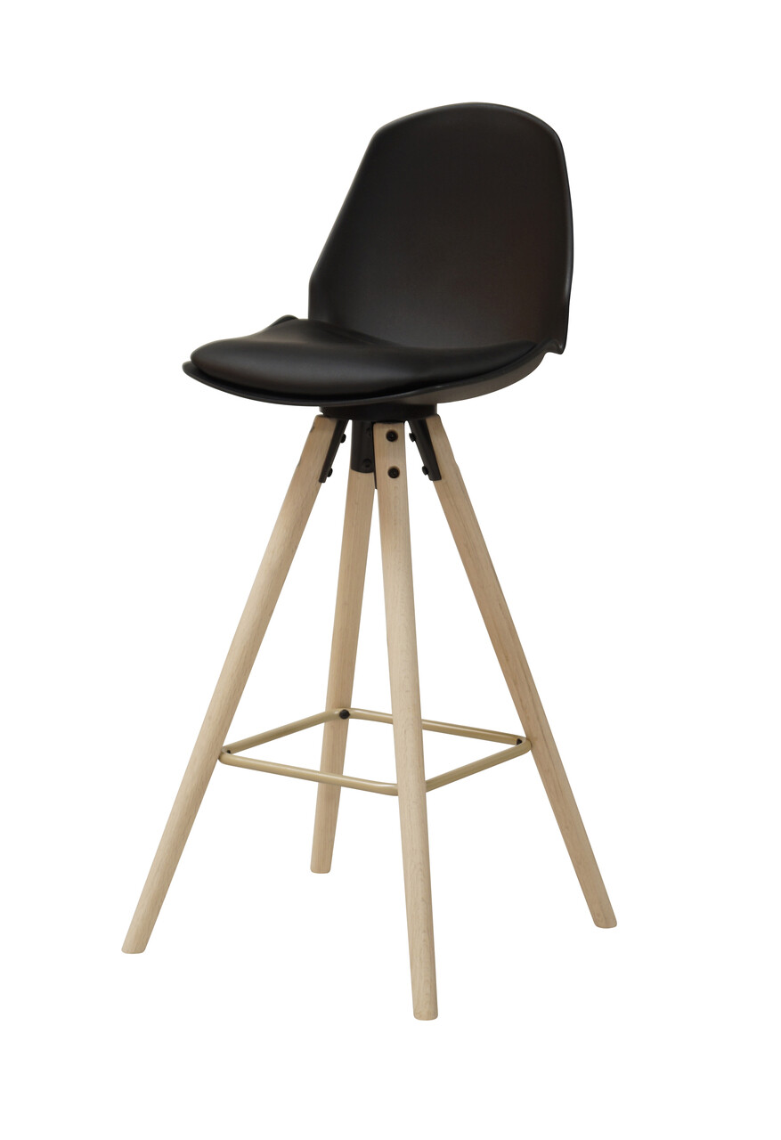Scaun de bar Oslo, Actona, 46.5x49x105.5 cm, piele ecologica/otel, negru - view 4
