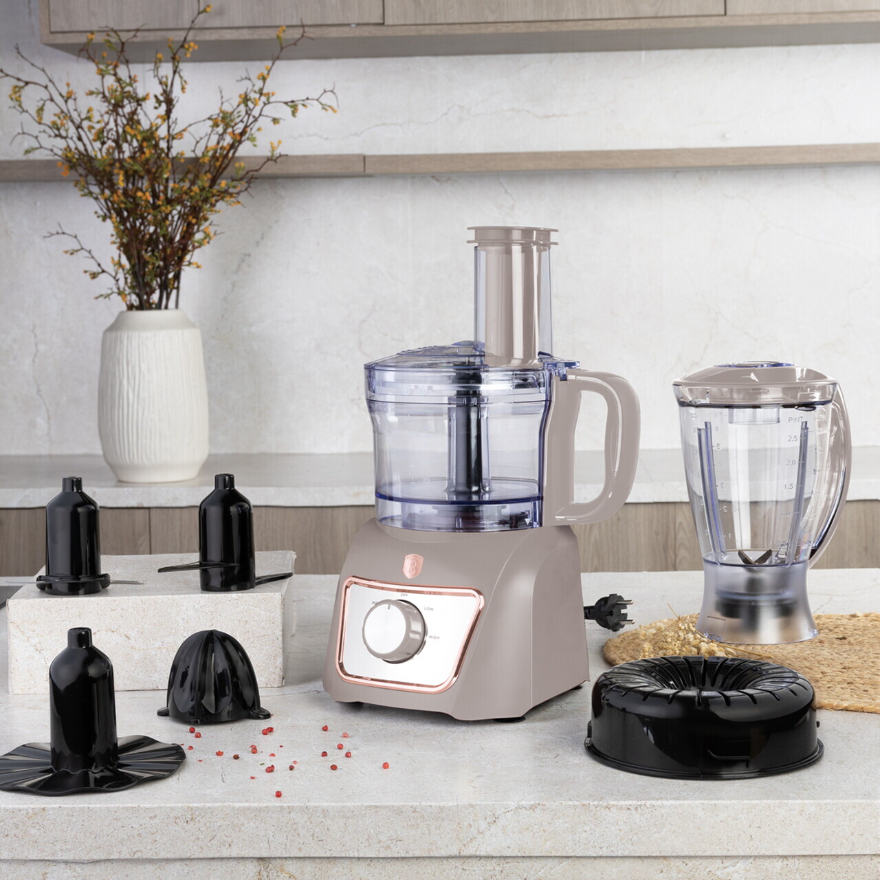 Set blender 8 in 1 Berlinger Haus, Taupe, 500W, inox/plastic, taupe mat - imagine 3